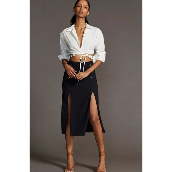 Women's - Maeve By Anthropologie Dual Split Button Midi Skirt, Size 14 - Picture 1 of 10